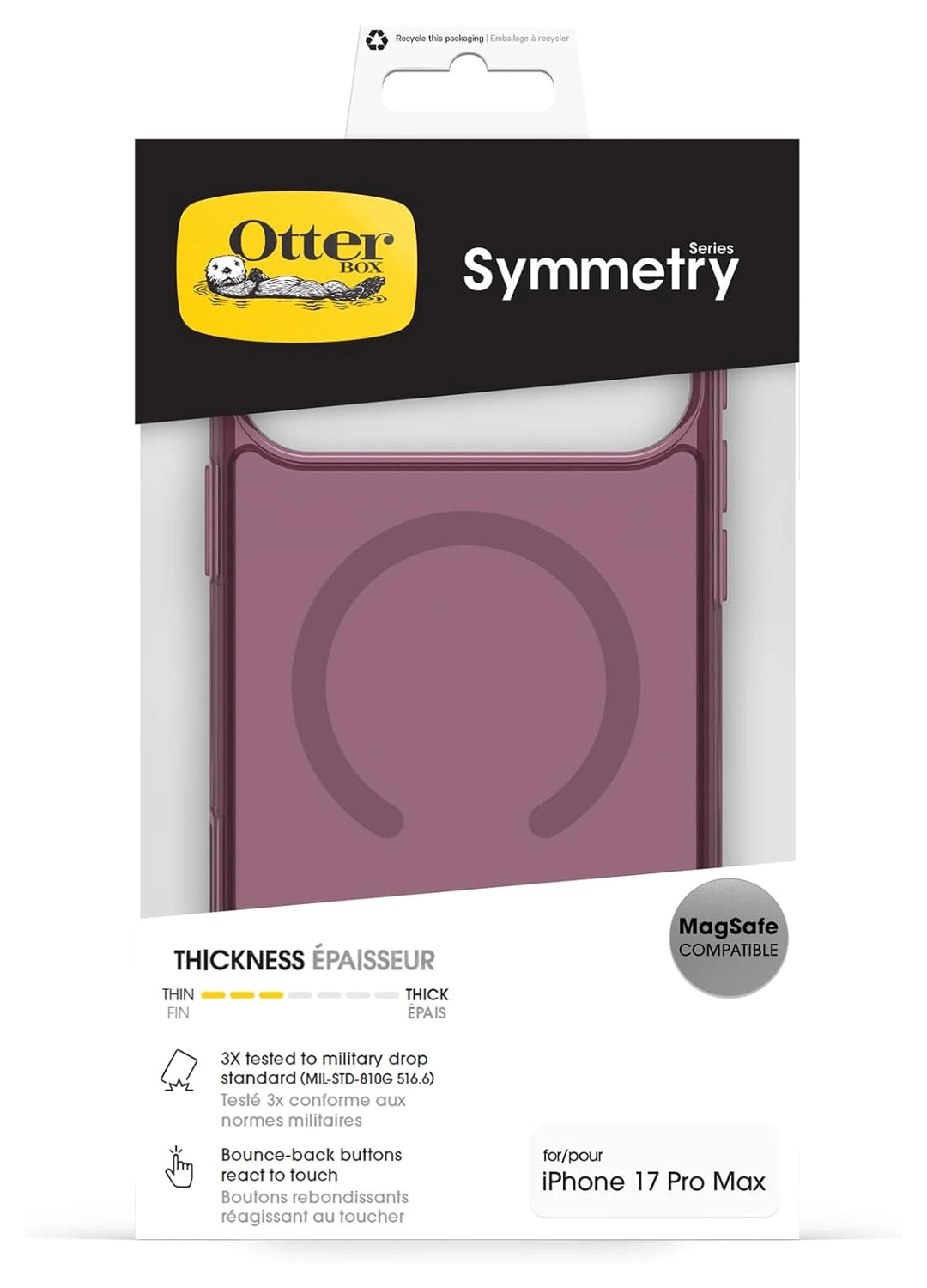 OtterBox Symmetry MagSafe iPhone 17 Pro Max Hoesje Back Cover Roze afbeelding 5