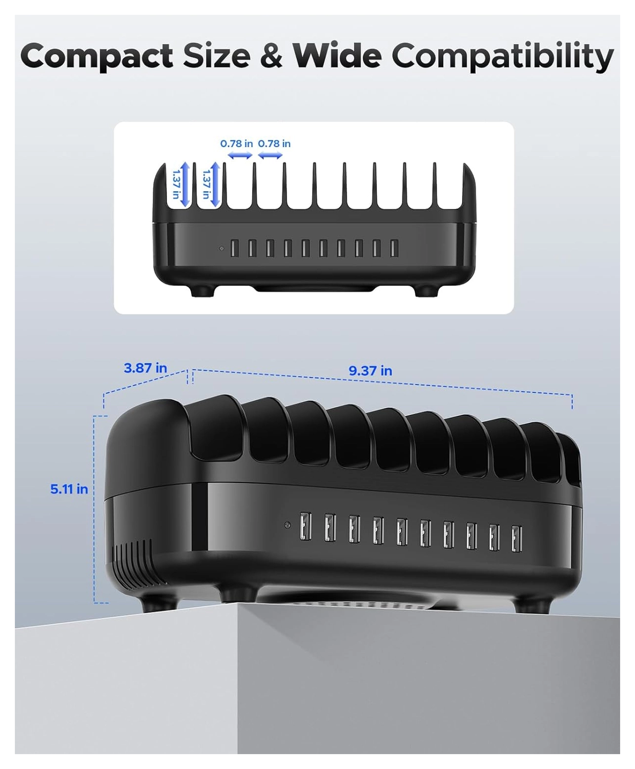 Orico USB-A Oplaad Station met 10 Poorten 120W met Smart Detect Zwart afbeelding 6