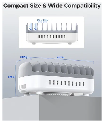 Orico USB-A Oplaad Station met 10 Poorten 120W met Smart Detect Wit afbeelding 6