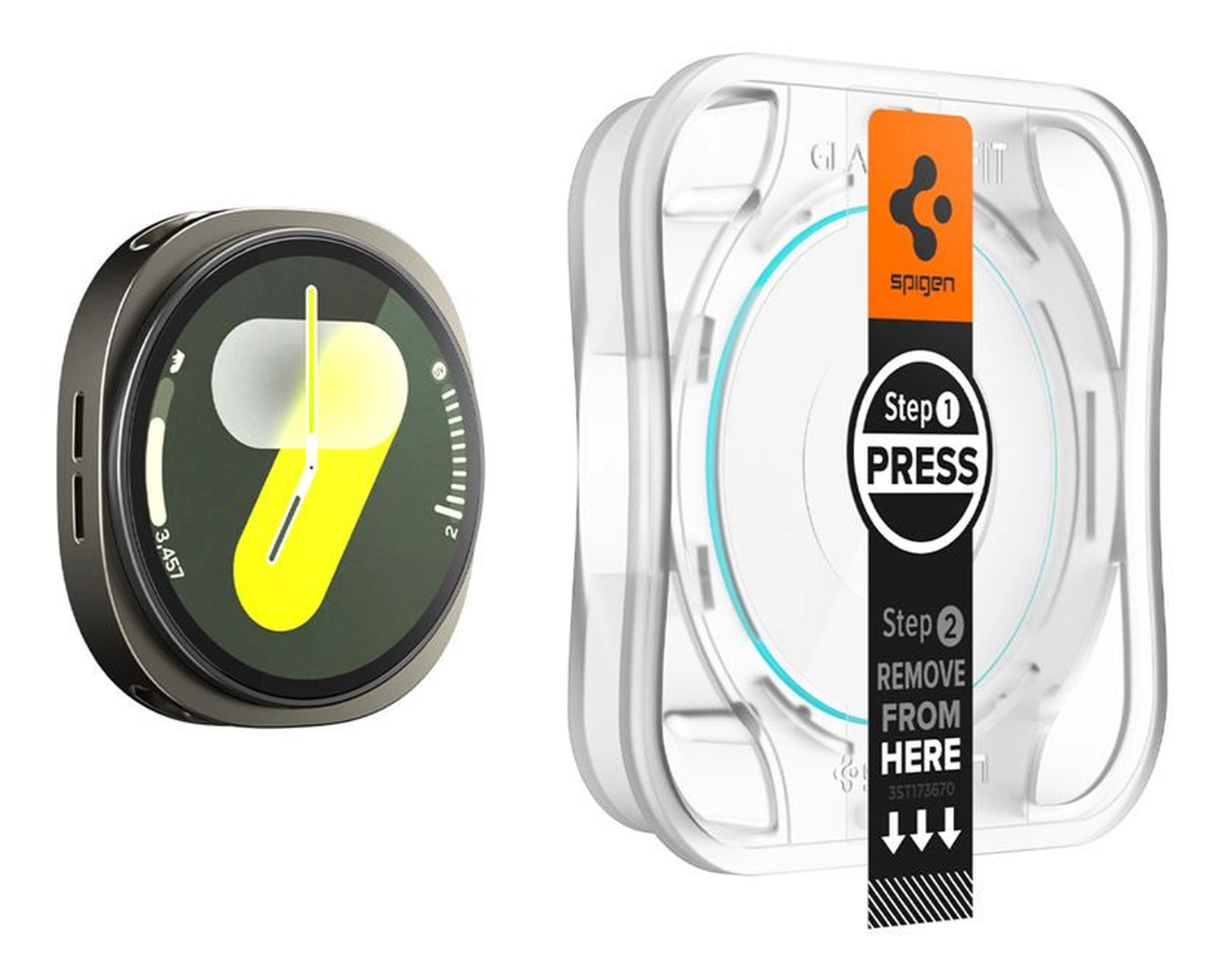 Spigen EZ Fit GLAS.tR Samsung Galaxy Watch 8 44MM Screen Protector 2-Pack afbeelding 10