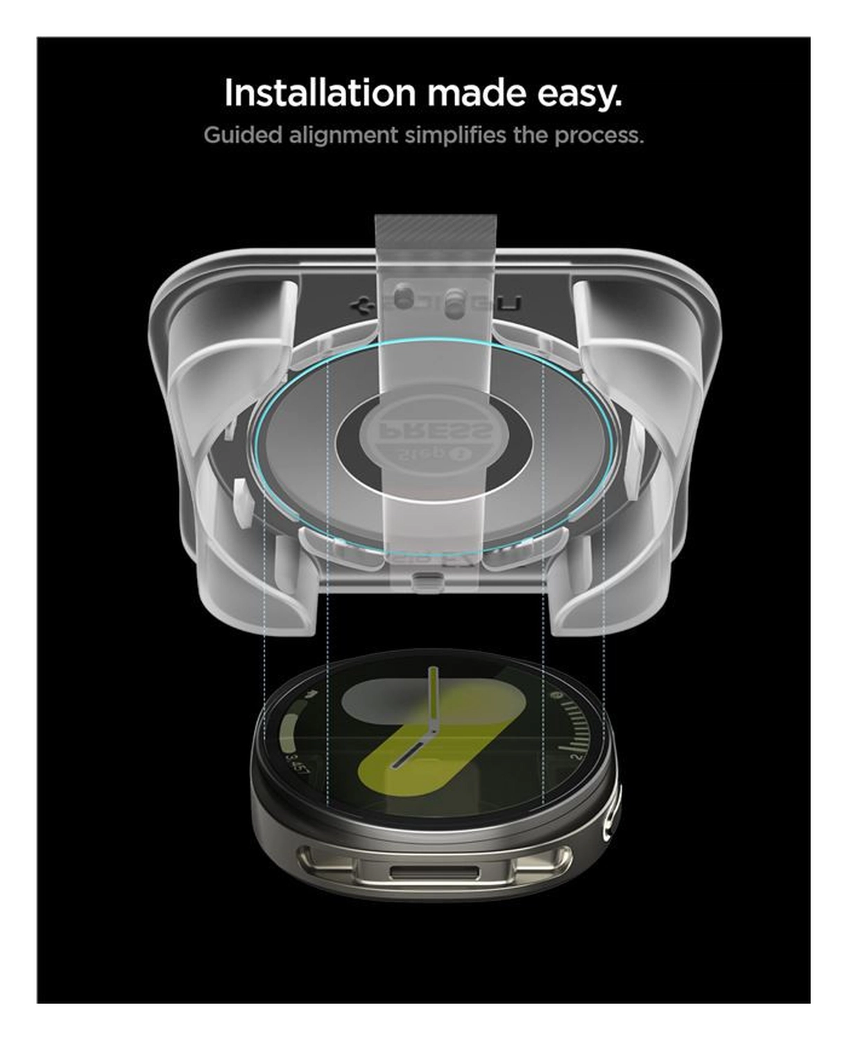 Spigen EZ Fit GLAS.tR Samsung Galaxy Watch 8 44MM Screen Protector 2-Pack afbeelding 4