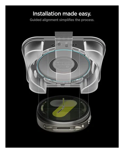 Spigen EZ Fit GLAS.tR Samsung Galaxy Watch 8 44MM Screen Protector 2-Pack afbeelding 4