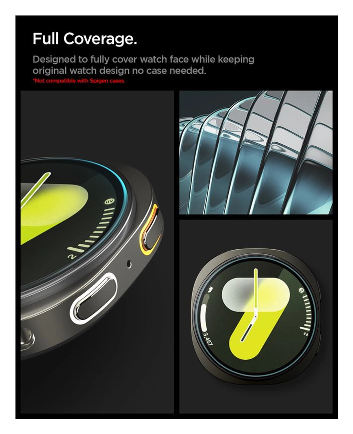Spigen EZ Fit GLAS.tR Samsung Galaxy Watch 8 44MM Screen Protector 2-Pack afbeelding 8