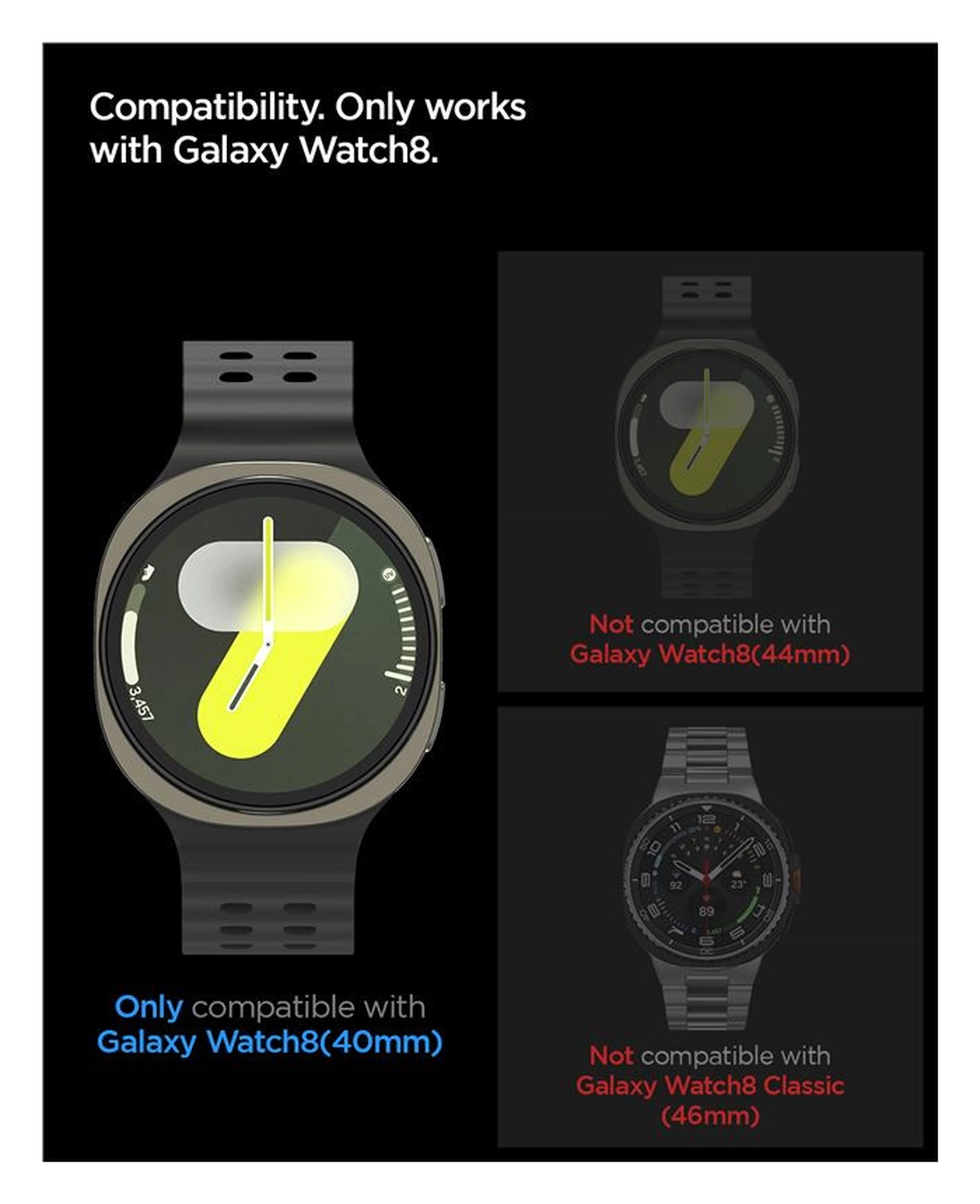Spigen EZ Fit GLAS.tR Samsung Galaxy Watch 8 44MM Screen Protector 2-Pack afbeelding 3