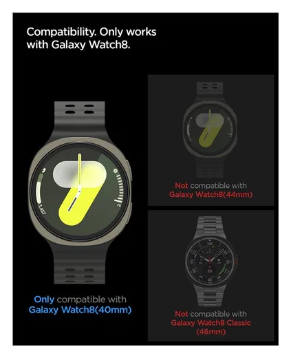Spigen EZ Fit GLAS.tR Samsung Galaxy Watch 8 44MM Screen Protector 2-Pack afbeelding 3