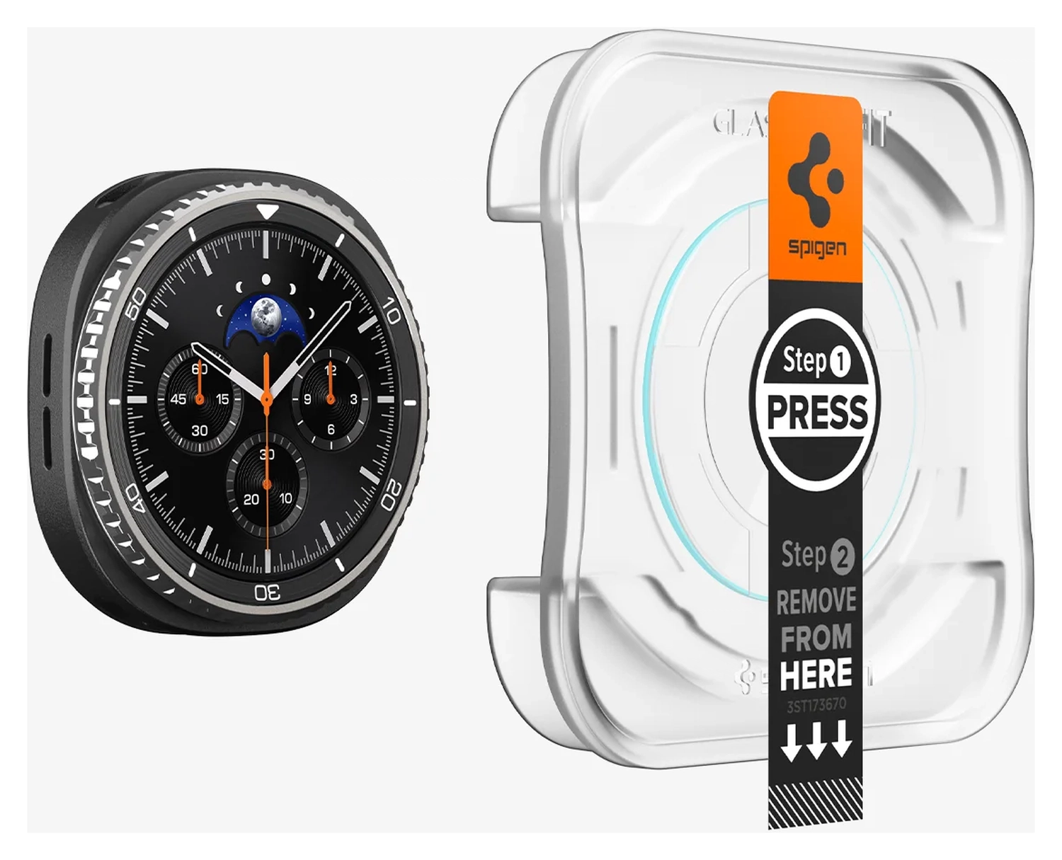 Spigen EZ Fit GLAS.tR Samsung Galaxy Watch 8 40MM Screen Protector 2-Pack afbeelding 11