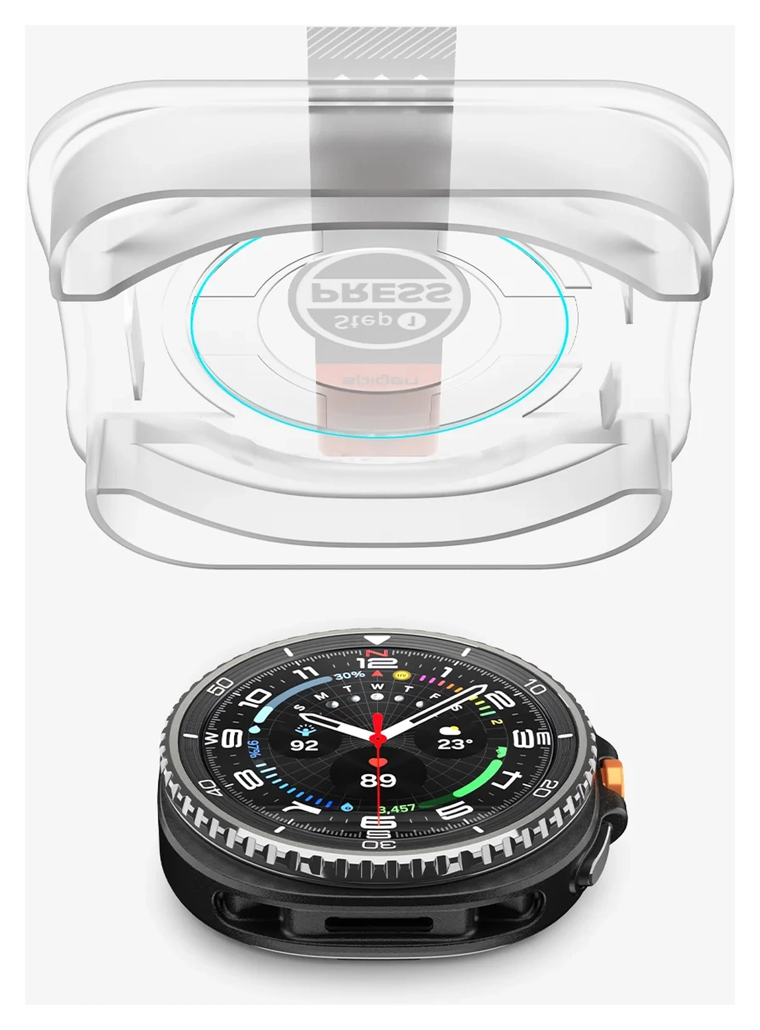 Spigen EZ Fit GLAS.tR Samsung Galaxy Watch 8 40MM Screen Protector 2-Pack afbeelding 12