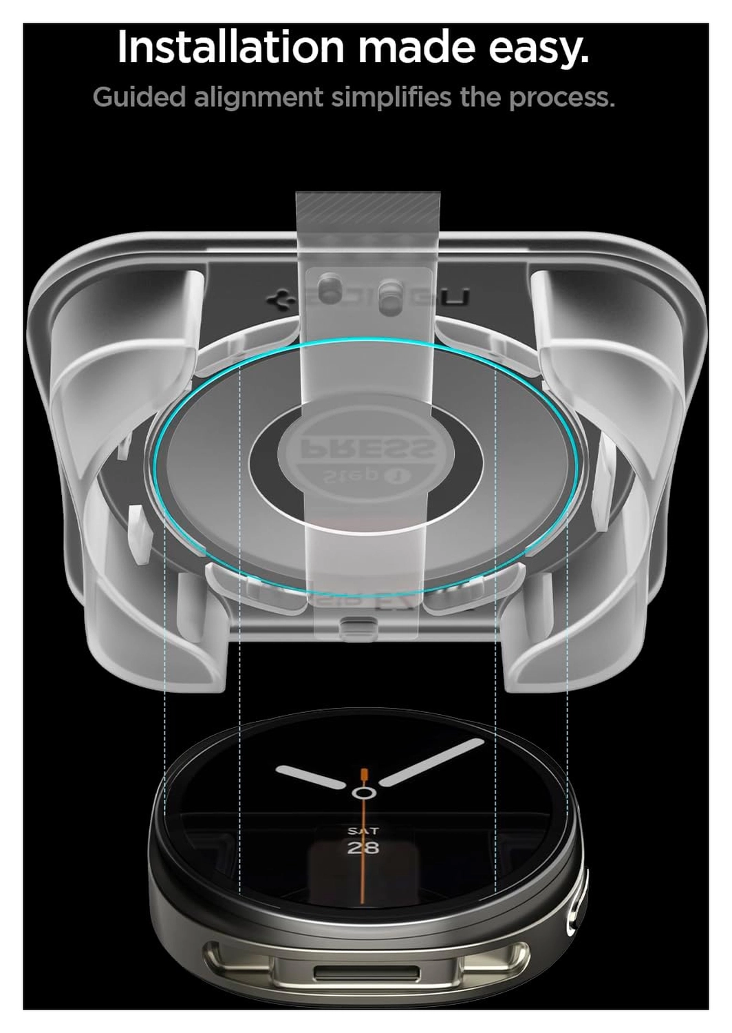 Spigen EZ Fit GLAS.tR Samsung Galaxy Watch 8 40MM Screen Protector 2-Pack afbeelding 3