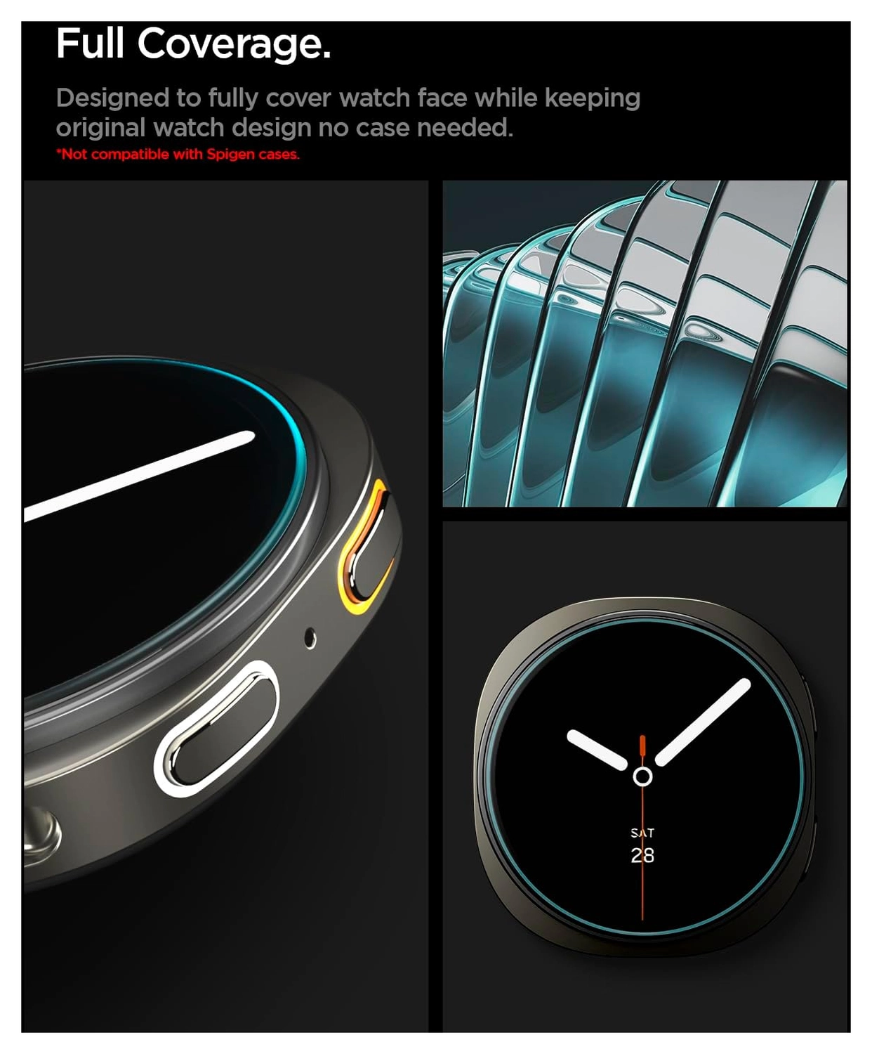 Spigen EZ Fit GLAS.tR Samsung Galaxy Watch 8 40MM Screen Protector 2-Pack afbeelding 5