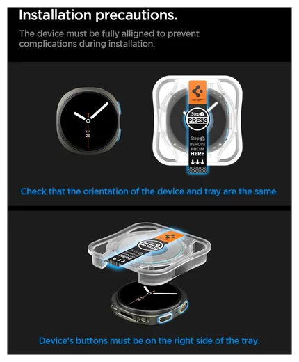 Spigen EZ Fit GLAS.tR Samsung Galaxy Watch 8 40MM Screen Protector 2-Pack afbeelding 8