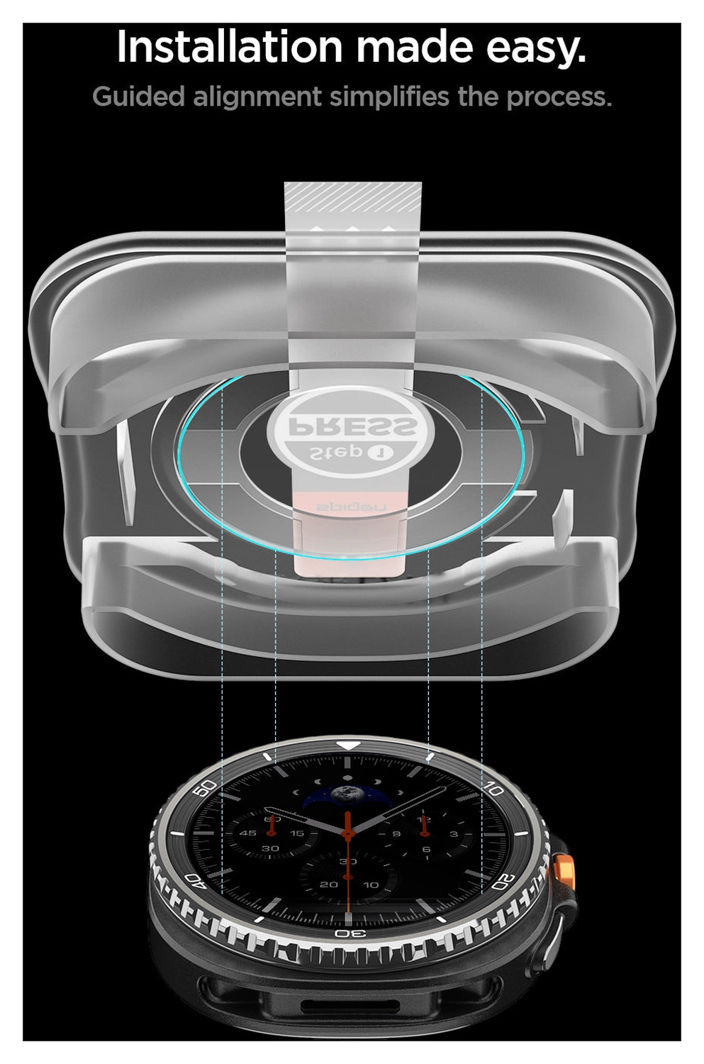 Spigen EZ Fit GLAS.tR - Samsung Galaxy Watch 8 Classic Screen Protector - 2-Pack afbeelding 4
