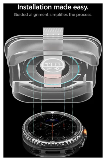 Spigen EZ Fit GLAS.tR - Samsung Galaxy Watch 8 Classic Screen Protector - 2-Pack afbeelding 4