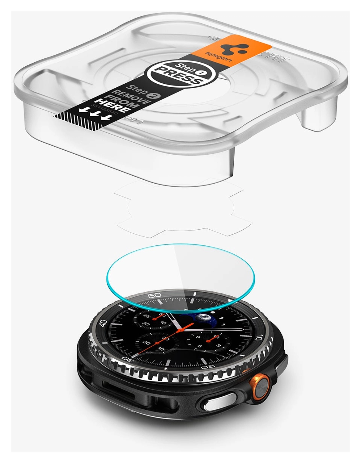 Spigen EZ Fit GLAS.tR - Samsung Galaxy Watch 8 Classic Screen Protector - 2-Pack afbeelding 9