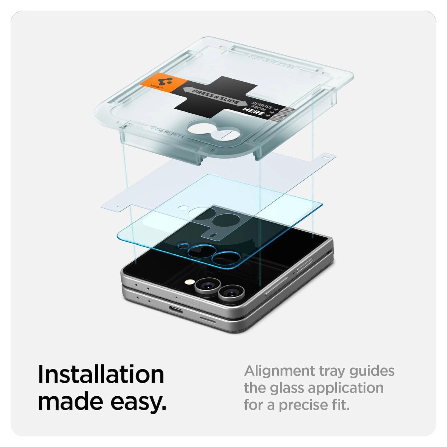 Spigen EZ Fit GLAS.tR Samsung Galaxy Z Flip 7 Screen Protector 2-Pack afbeelding 3