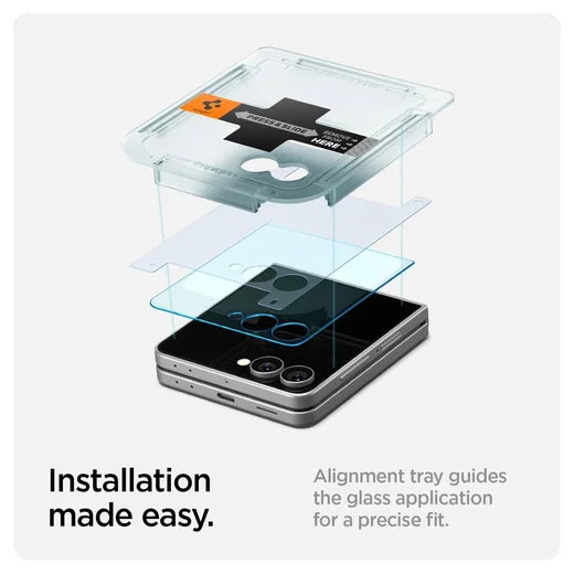 Spigen EZ Fit GLAS.tR Samsung Galaxy Z Flip 7 Screen Protector 2-Pack afbeelding 3