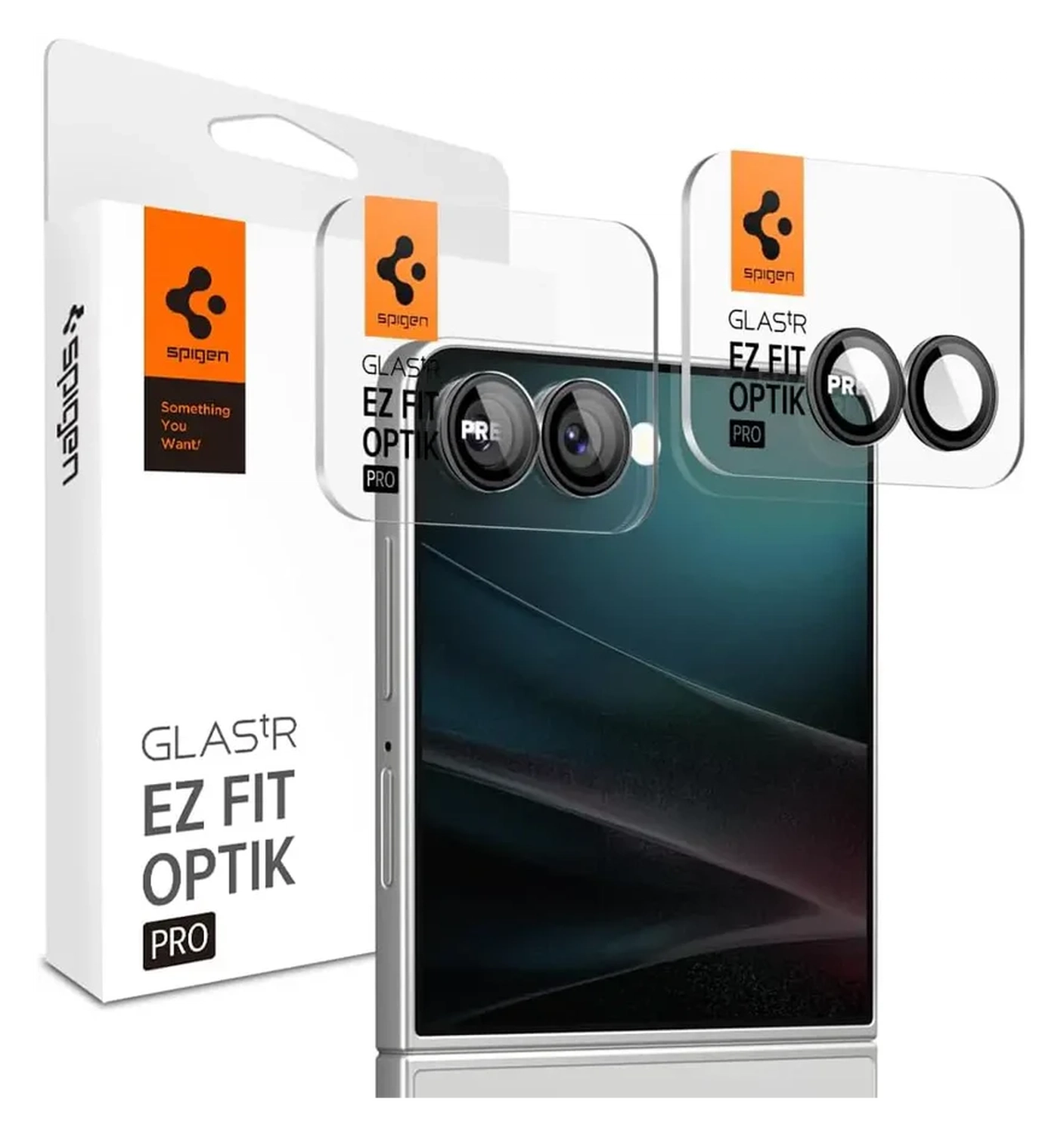 Spigen EZ Fit Optik Pro Samsung Z Flip 7 Camera Lens Protector zwart (2-Pack) afbeelding 1