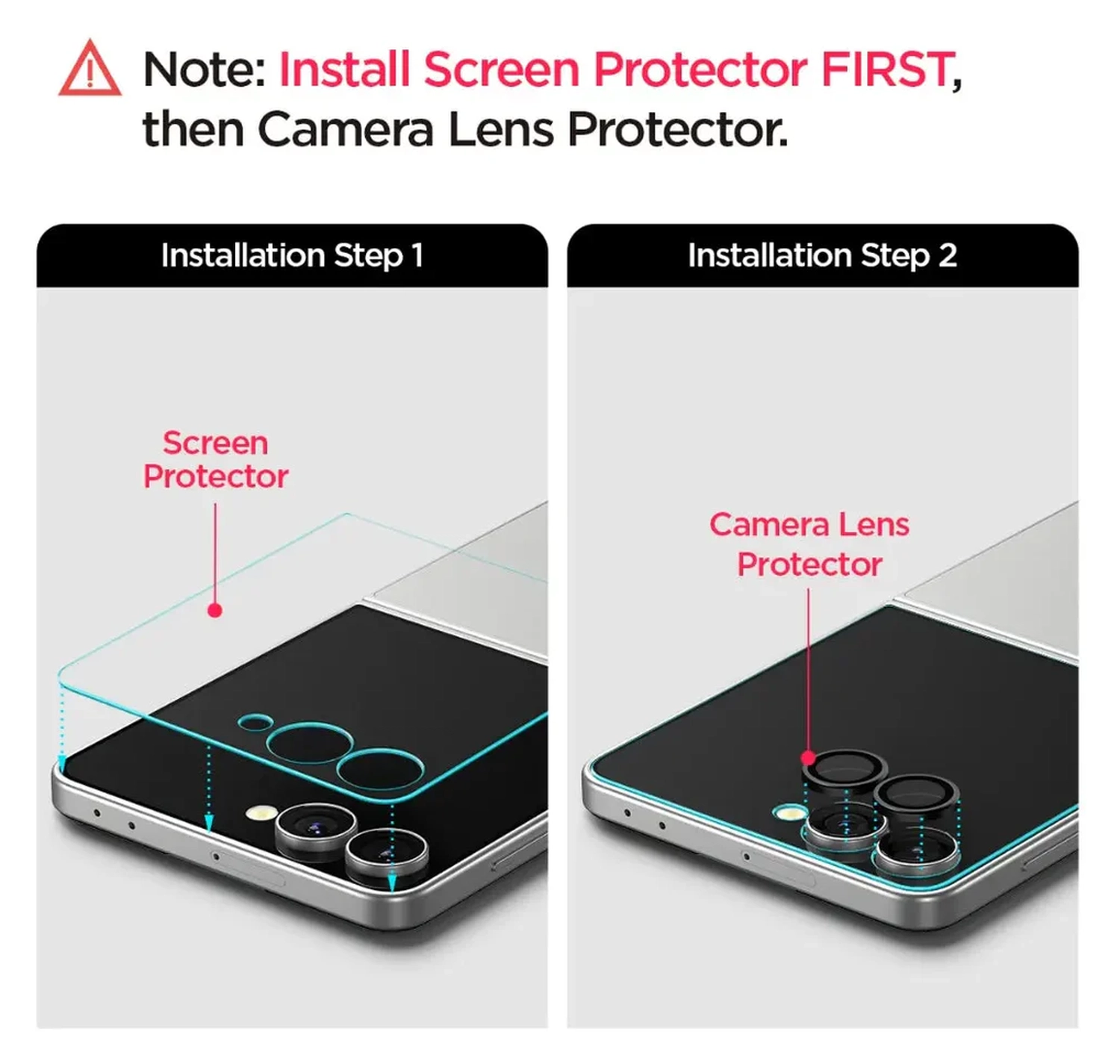 Spigen EZ Fit Optik Pro Samsung Z Flip 7 Camera Lens Protector zwart (2-Pack) afbeelding 3