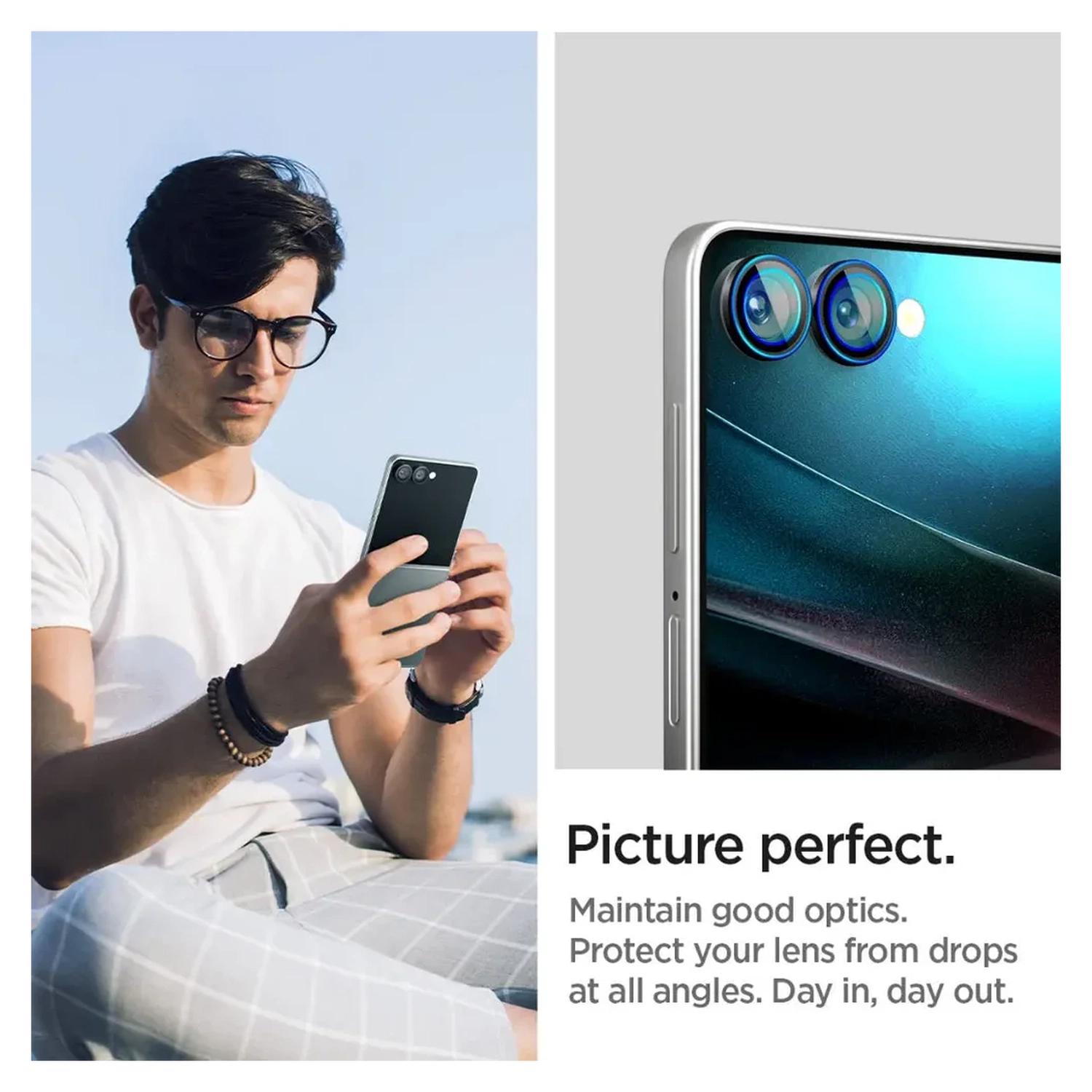 Spigen EZ Fit Optik Pro Samsung Z Flip 7 Camera Lens Protector zwart (2-Pack) afbeelding 4