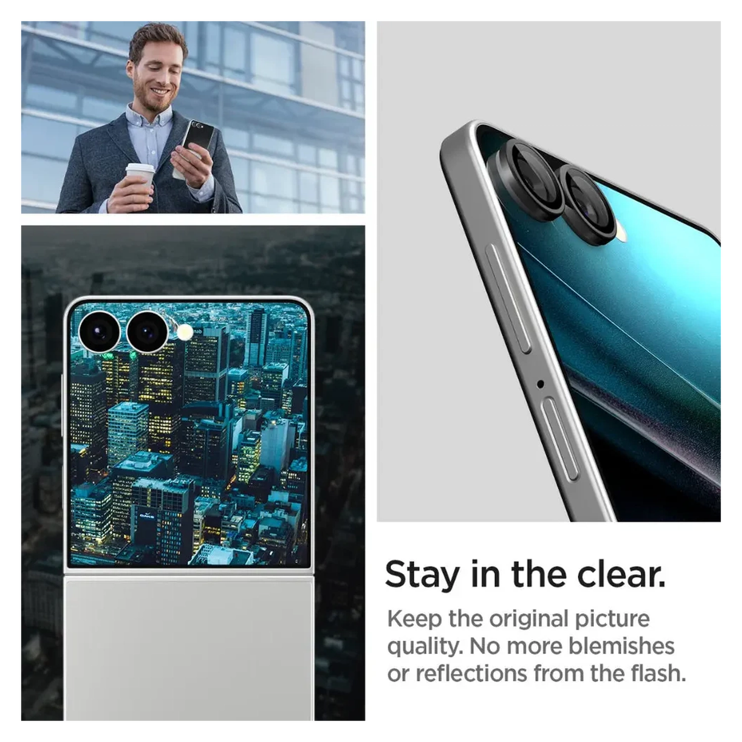 Spigen EZ Fit Optik Pro Samsung Z Flip 7 Camera Lens Protector zwart (2-Pack) afbeelding 5