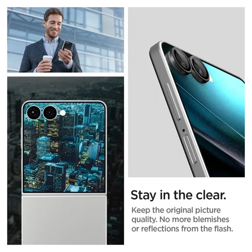Spigen EZ Fit Optik Pro Samsung Z Flip 7 Camera Lens Protector zwart (2-Pack) afbeelding 5