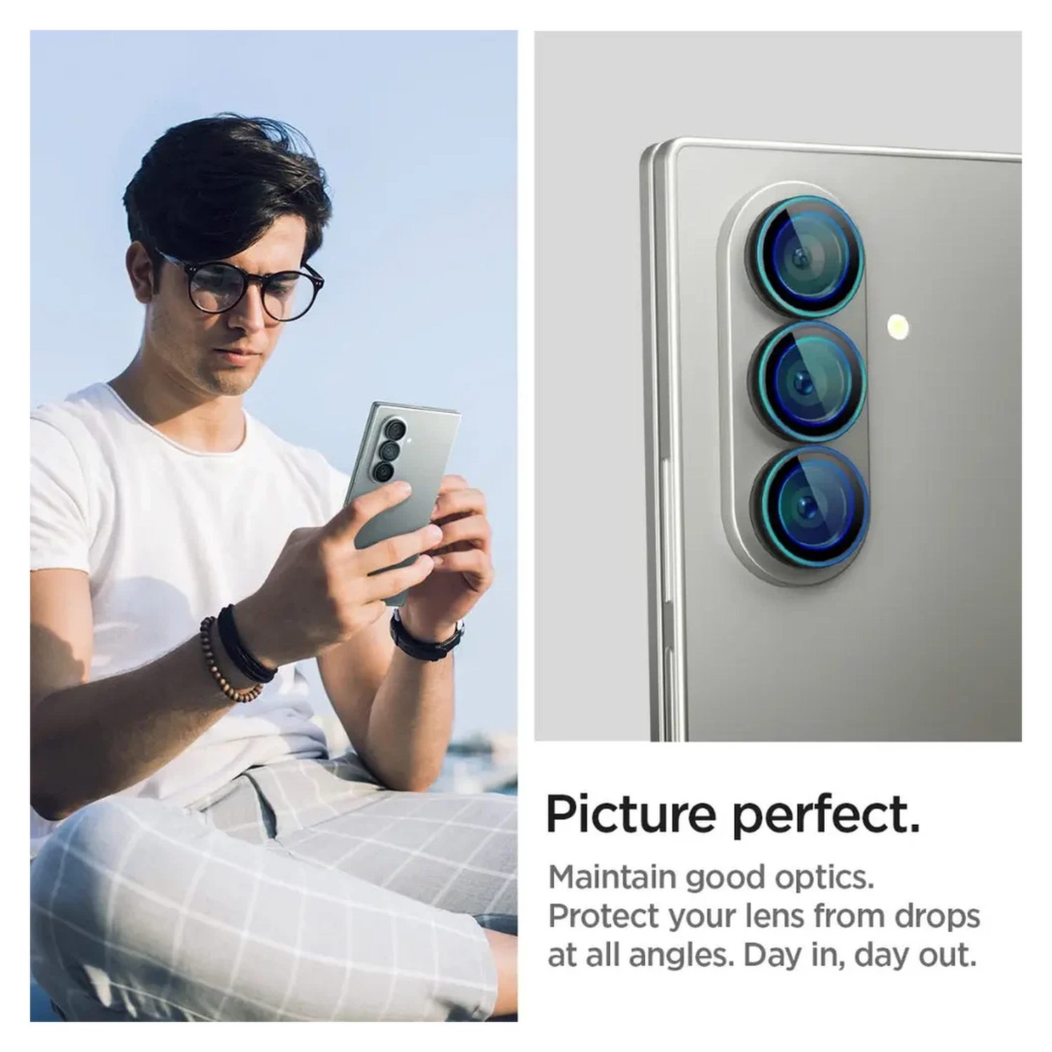 Spigen EZ Fit Optik Pro Samsung Fold 7 Camera Lens Protector zwart (2-Pack) afbeelding 3