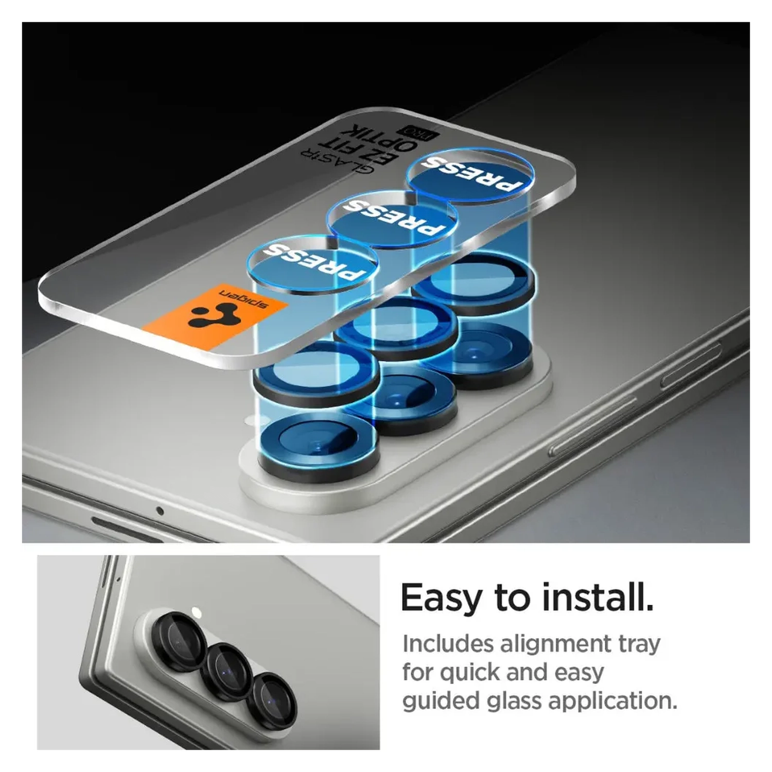 Spigen EZ Fit Optik Pro Samsung Fold 7 Camera Lens Protector zwart (2-Pack) afbeelding 5