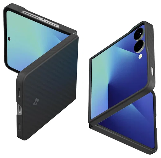 Spigen Air Skin Samsung Galaxy Z Flip 7 Hoesje Back Cover Aramide Zwart afbeelding 2