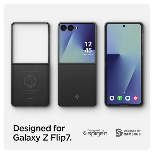 Spigen Air Skin Samsung Galaxy Z Flip 7 Hoesje Back Cover Aramide Zwart afbeelding 3