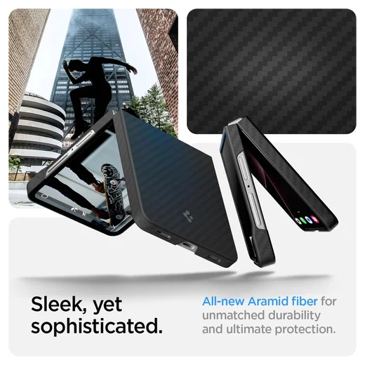 Spigen Air Skin Samsung Galaxy Z Flip 7 Hoesje Back Cover Aramide Zwart afbeelding 4