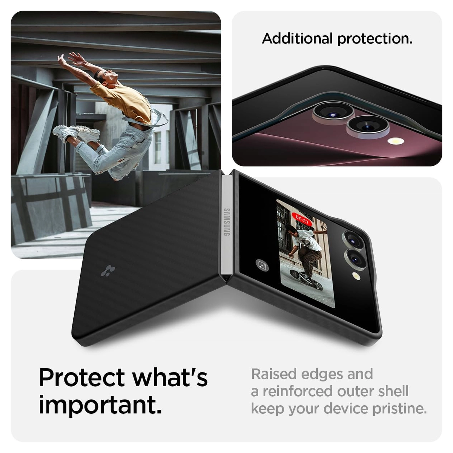 Spigen Air Skin Samsung Galaxy Z Flip 7 Hoesje Back Cover Aramide Zwart afbeelding 7