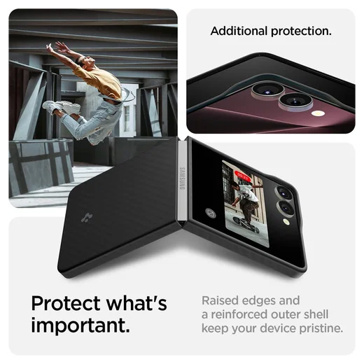 Spigen Air Skin Samsung Galaxy Z Flip 7 Hoesje Back Cover Aramide Zwart afbeelding 7