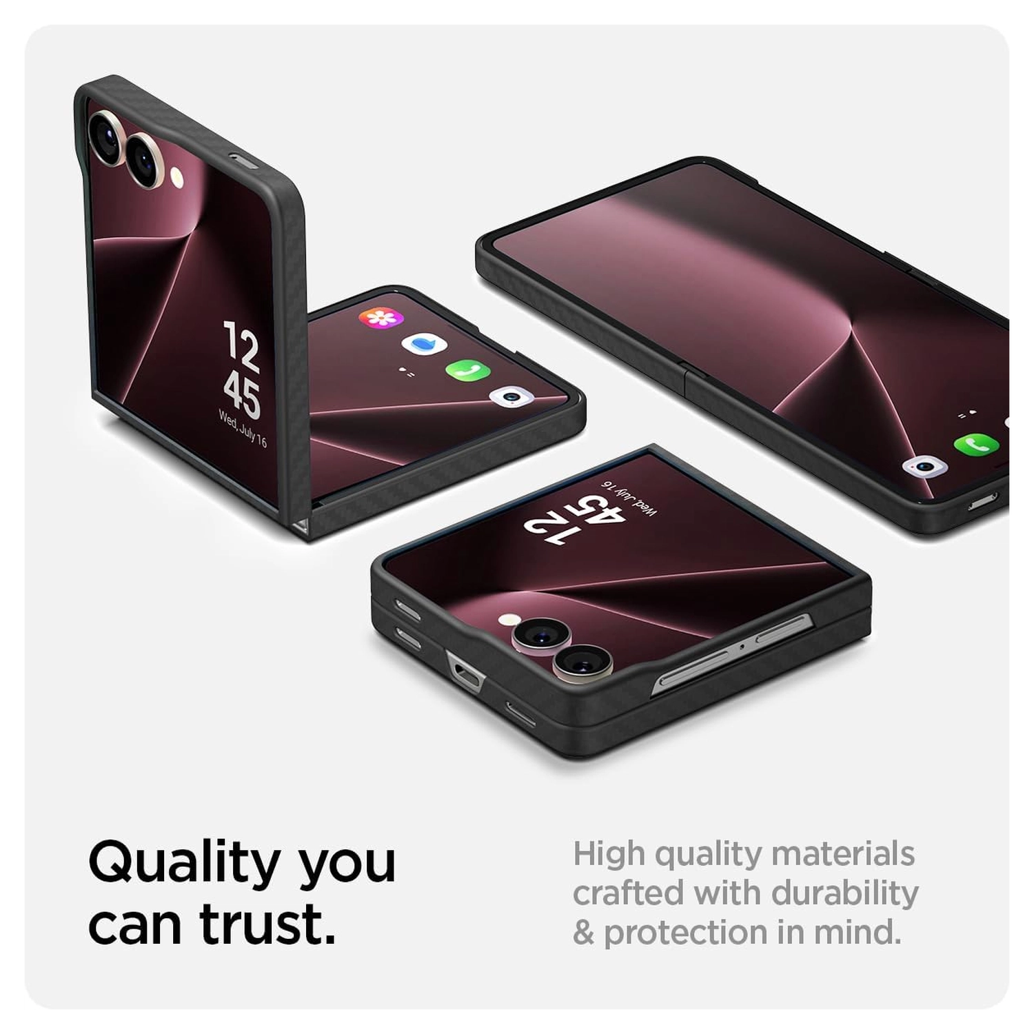 Spigen Air Skin Samsung Galaxy Z Flip 7 Hoesje Back Cover Aramide Zwart afbeelding 9