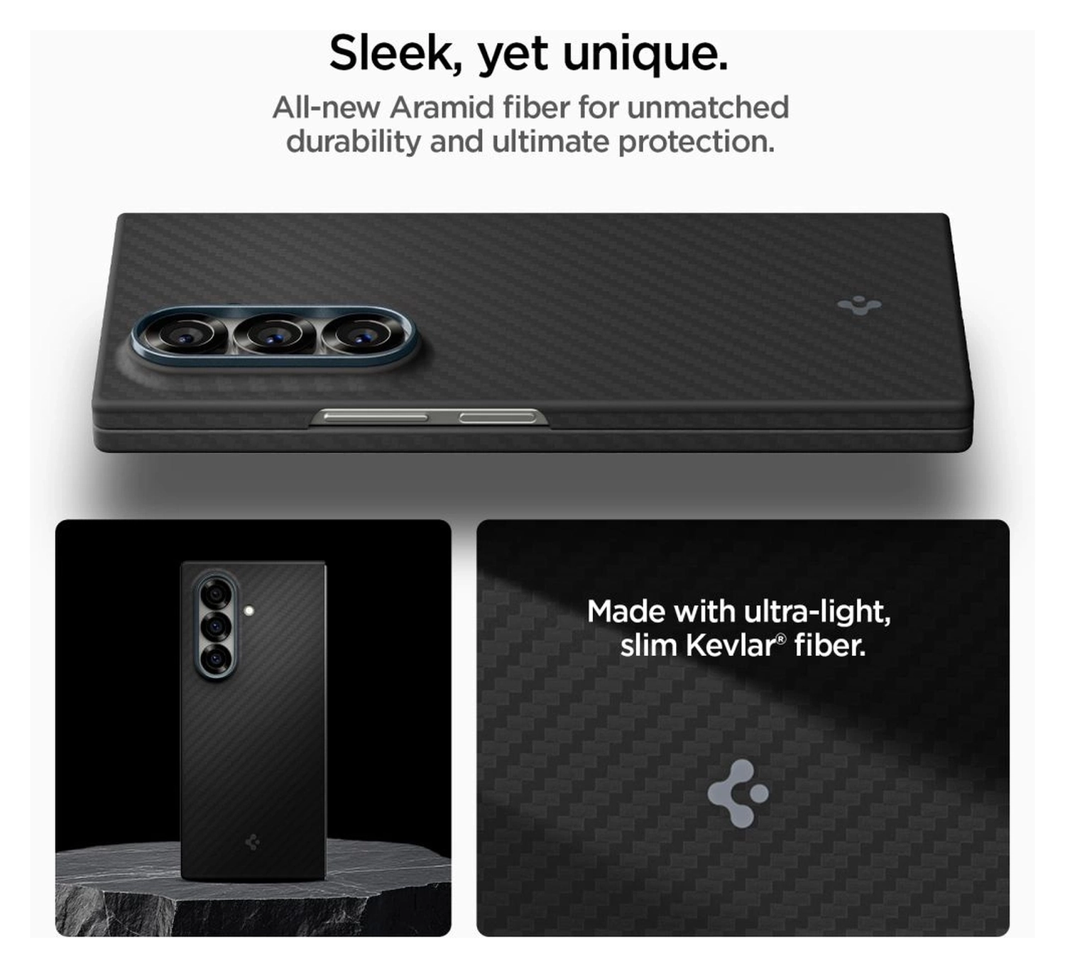 Spigen Air Skin Samsung Galaxy Z Fold 7 Hoesje Back Cover Aramide Zwart afbeelding 3