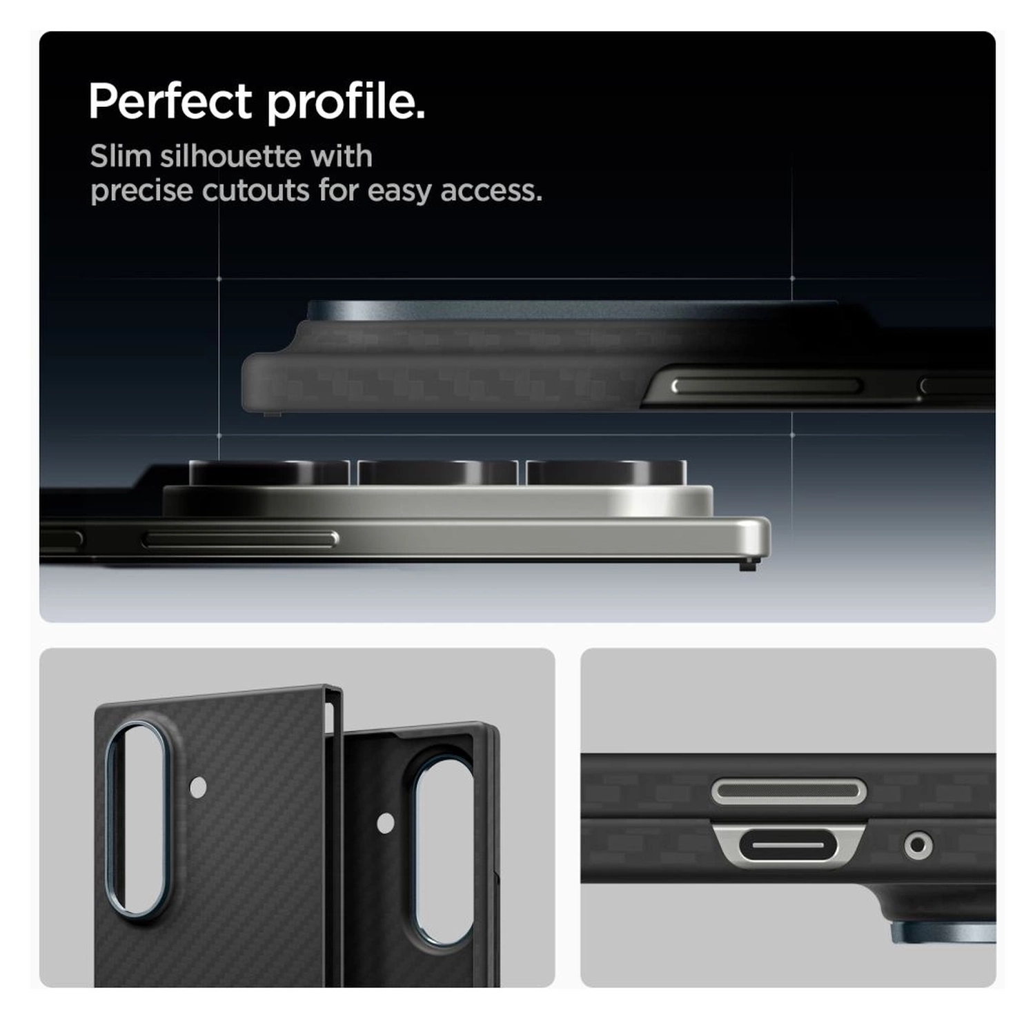 Spigen Air Skin Samsung Galaxy Z Fold 7 Hoesje Back Cover Aramide Zwart afbeelding 6