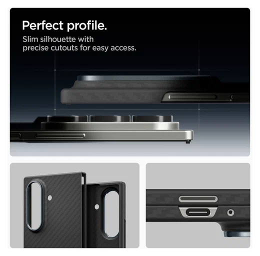 Spigen Air Skin Samsung Galaxy Z Fold 7 Hoesje Back Cover Aramide Zwart afbeelding 6