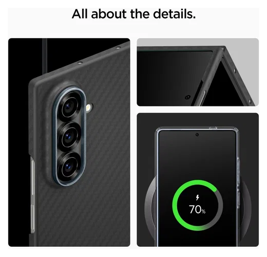 Spigen Air Skin Samsung Galaxy Z Fold 7 Hoesje Back Cover Aramide Zwart afbeelding 7