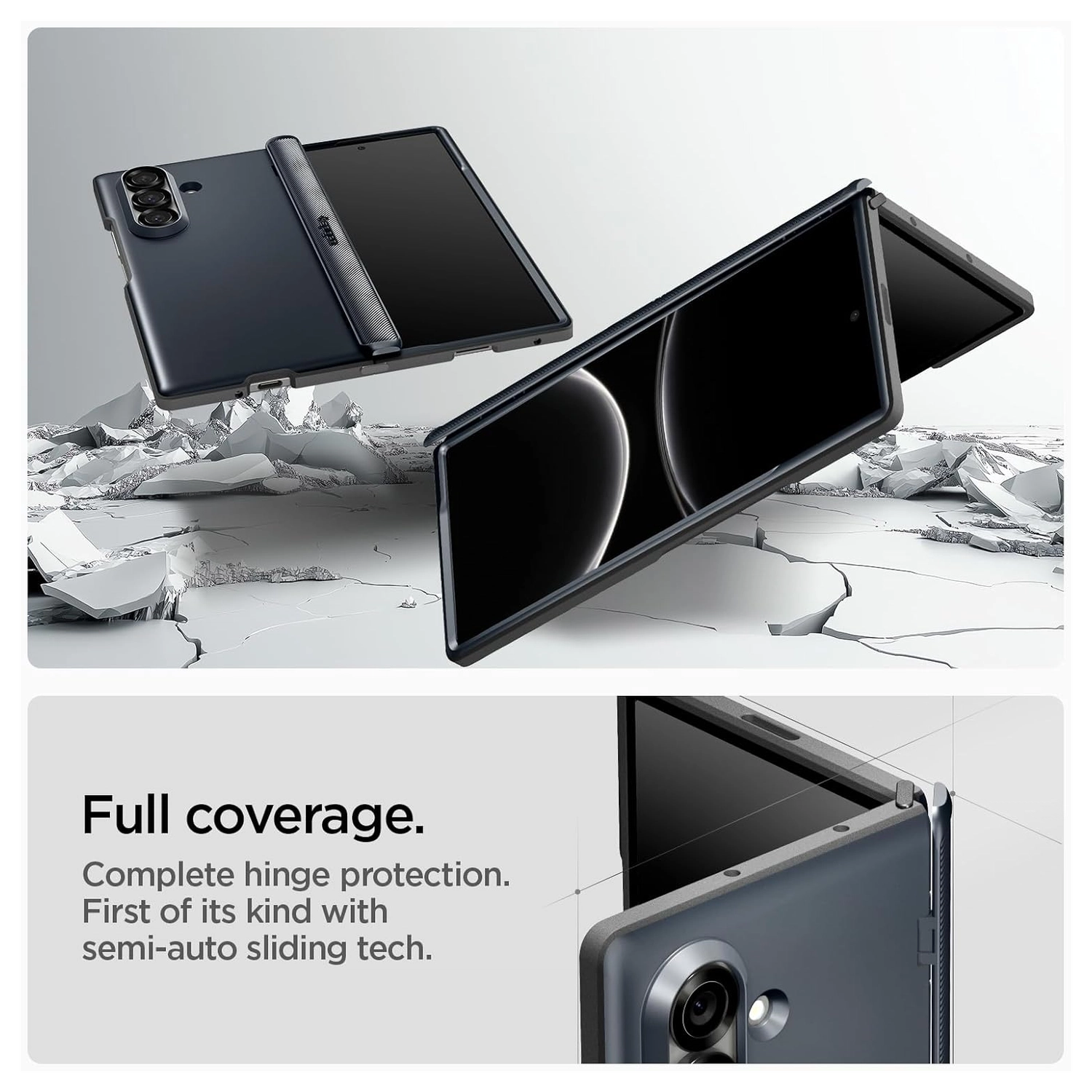 Spigen Slim Armor MagFit Samsung Galaxy Z Fold 7 Hoesje MagSafe Metal Slate afbeelding 2