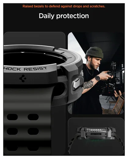 Spigen Rugged Armor - Samsung Galaxy Watch 8 Classic Hoesje Bumper Case - Zwart afbeelding 3