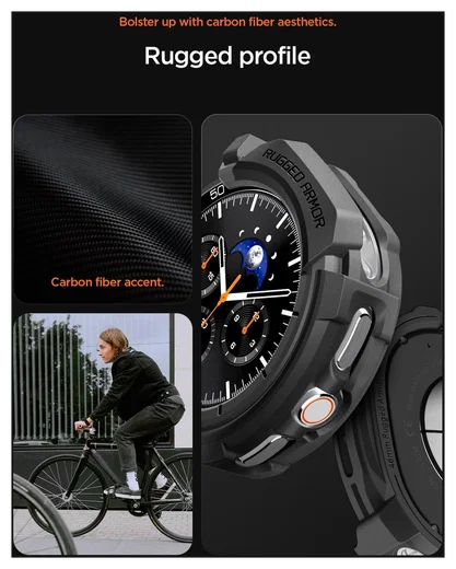 Spigen Rugged Armor - Samsung Galaxy Watch 8 Classic Hoesje Bumper Case - Zwart afbeelding 4