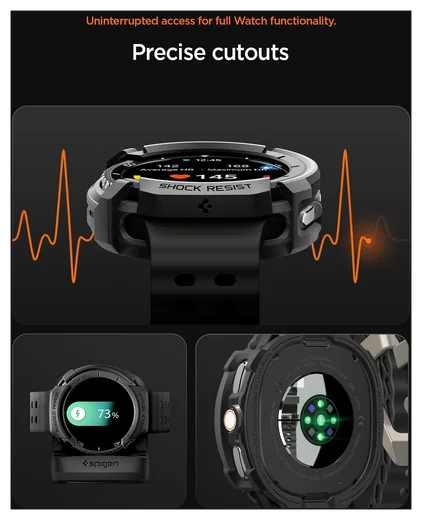 Spigen Rugged Armor - Samsung Galaxy Watch 8 Classic Hoesje Bumper Case - Zwart afbeelding 5