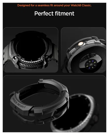 Spigen Rugged Armor - Samsung Galaxy Watch 8 Classic Hoesje Bumper Case - Zwart afbeelding 6