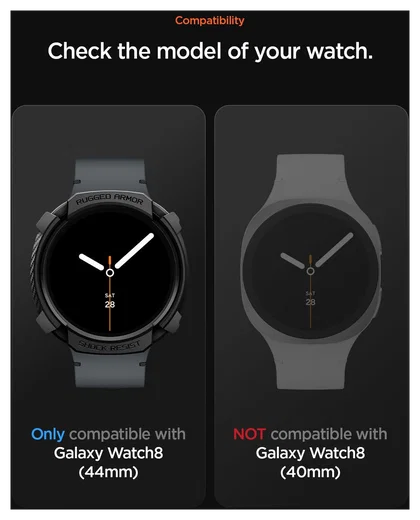 Spigen Rugged Armor - Samsung Galaxy Watch 8 44MM Hoesje Bumper Case - Zwart afbeelding 7