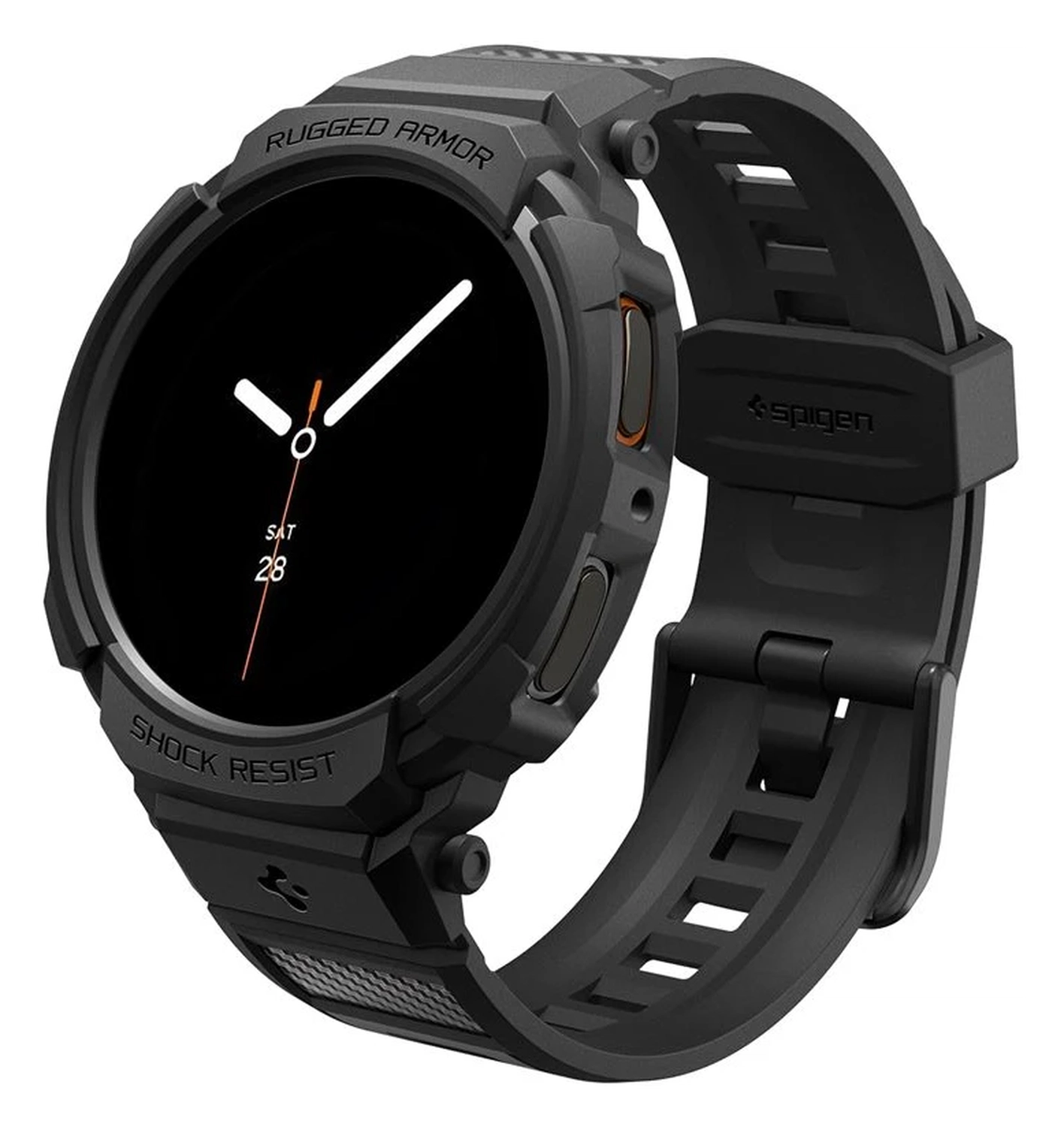 Spigen Rugged Armor Pro - Samsung Galaxy Watch 8 40MM - Hoesje en Bandje - Zwart afbeelding 1