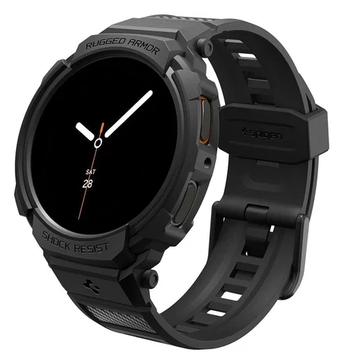 Spigen Rugged Armor Pro - Samsung Galaxy Watch 8 40MM - Hoesje en Bandje - Zwart afbeelding 1