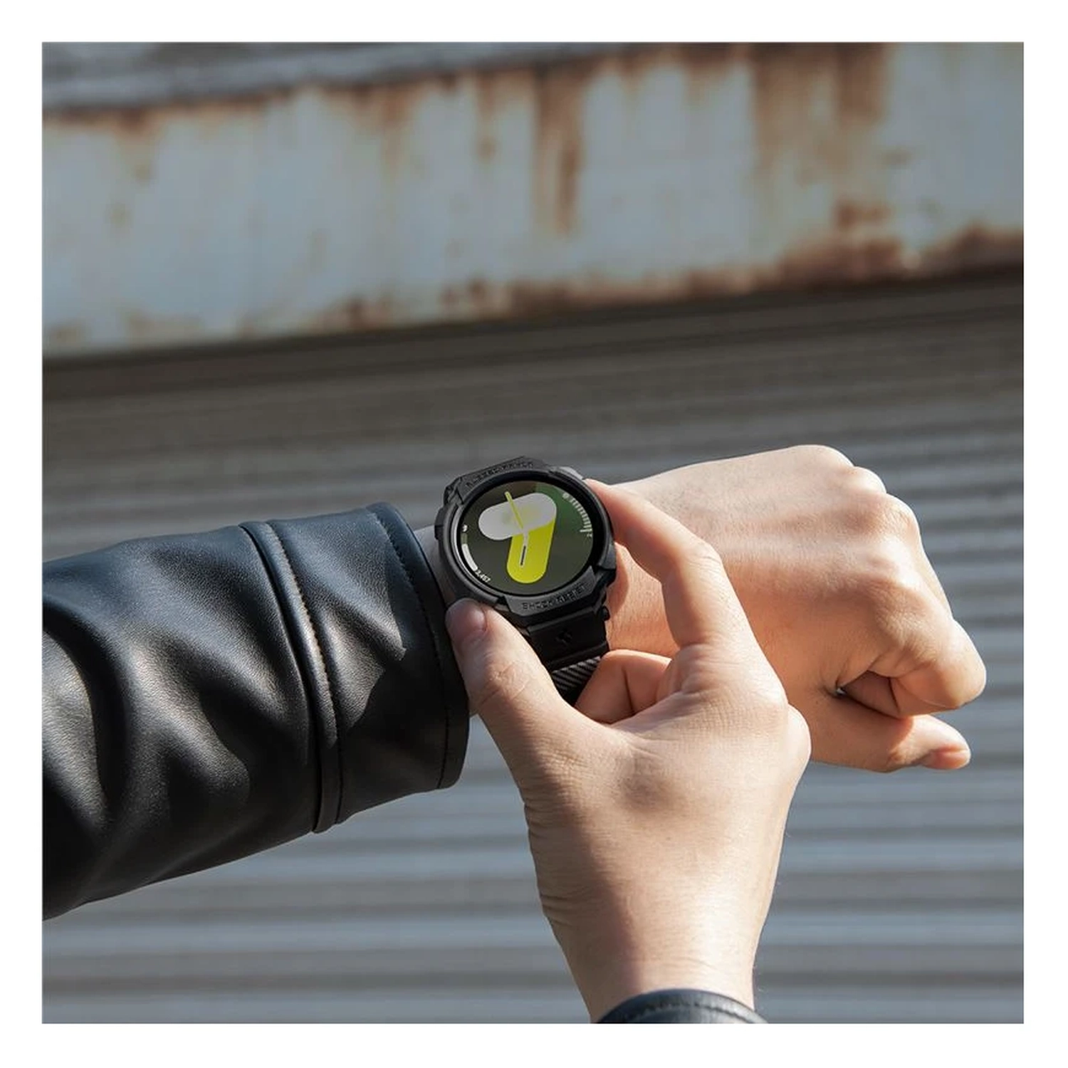 Spigen Rugged Armor Pro - Samsung Galaxy Watch 8 40MM - Hoesje en Bandje - Zwart afbeelding 9