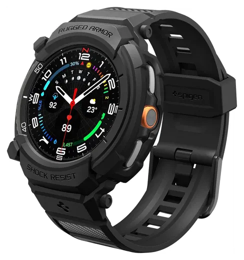 Spigen Rugged Armor Pro - Samsung Watch 8 Classic - Hoesje en Bandje - Zwart afbeelding 1