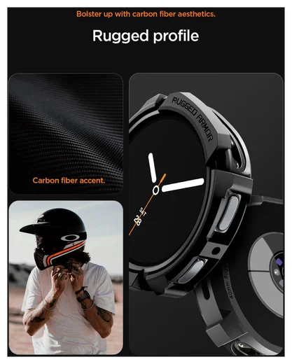 Spigen Rugged Armor - Samsung Galaxy Watch 8 40MM Hoesje Bumper Case - Zwart afbeelding 4
