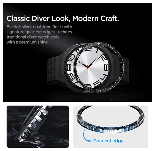 Spigen Samsung Galaxy Watch 8 44MM Bezel Ring Randbeschermer Zwart afbeelding 2