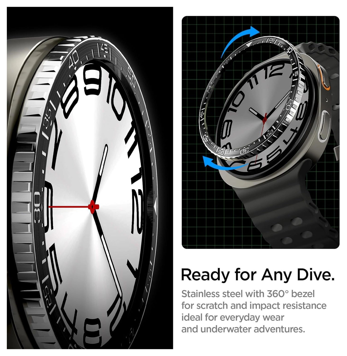 Spigen Samsung Galaxy Watch 8 44MM Bezel Ring Randbeschermer Zwart afbeelding 3
