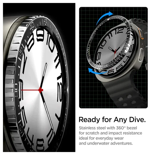 Spigen Samsung Galaxy Watch 8 44MM Bezel Ring Randbeschermer Zwart afbeelding 3